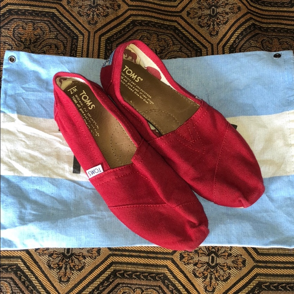 Toms Red Canvas Slip-On Shoes